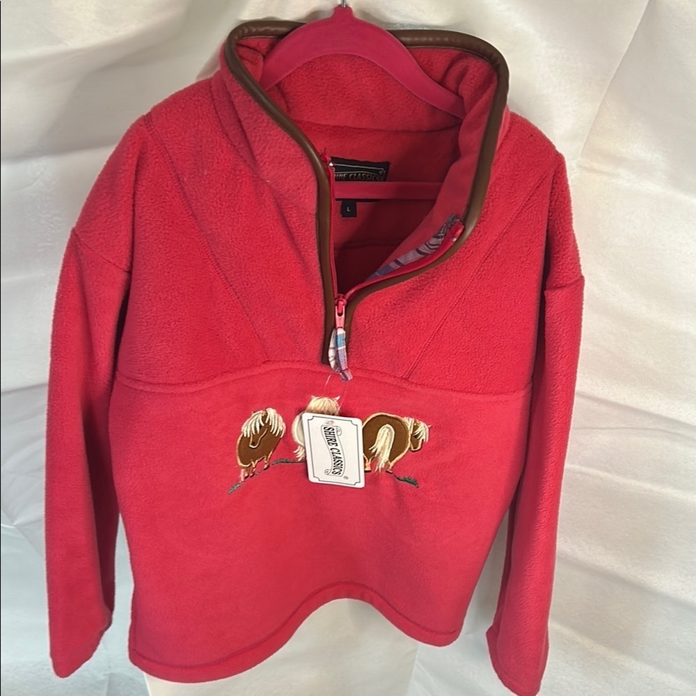 Pink Fleece Hoodie with Animal Embroidery - Picture 3 of 7